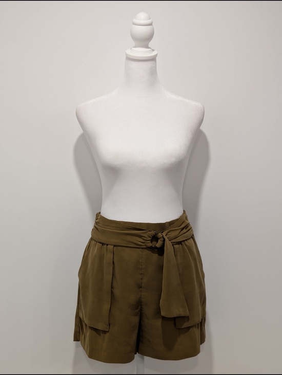 Dynamite Pants - Dynamite High-Waist Paperbag Shorts with Ring Belt - Khaki Brown